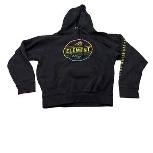 Element Black Hoodie with Multicolor Logo Vintage late 90s Y2K small flaw GUC